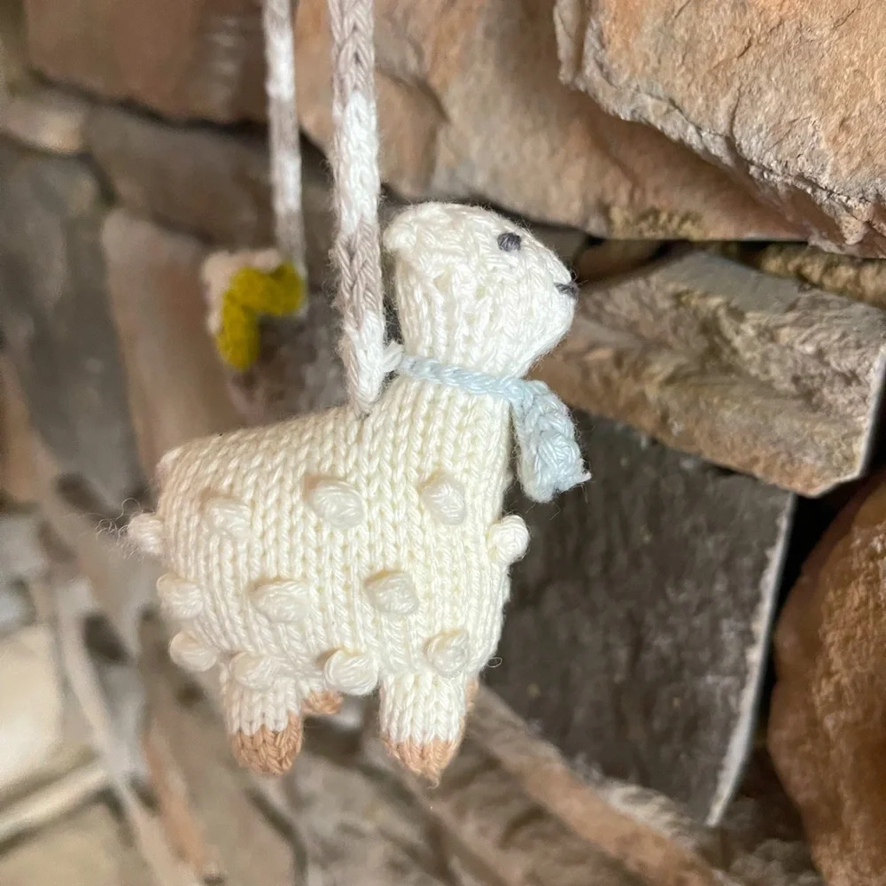 New🌟BlaBla Crocheted Sheep Mobile-yellow/white/gray